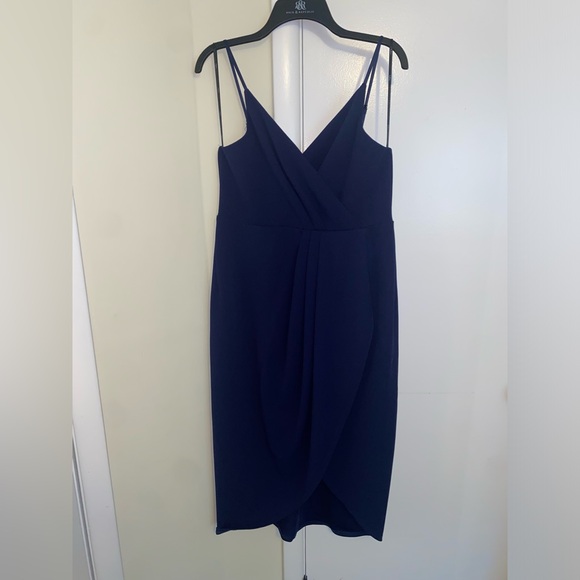 Lulu's Special Guest Navy Blue Surplice Midi Dress size XL - Picture 1 of 9